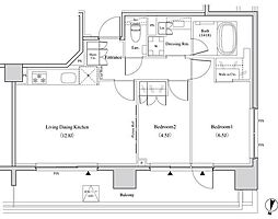 ザ・パークハビオ代々木 2LDKの間取図画像
