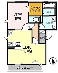 バレンシア 1LDKの間取図画像