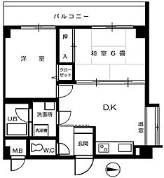 関東バス高井戸ハイツ 2DKの間取図画像