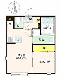 スマートテラス綾瀬 1LDKの間取図画像