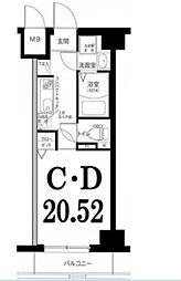 グリフィン横浜・メディオ 1Kの間取図画像