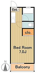 帝京マンション 2階1Kの間取り