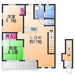 コウジィコート2番館 2LDKの間取図画像