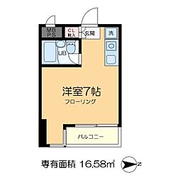 ニコーハイム北千住 3階ワンルームの間取り
