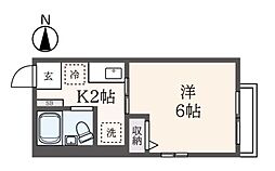 シティハイム東府中 1Kの間取図画像