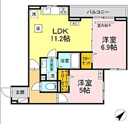 D Paina 菅A 2LDKの間取図画像