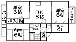 エスポワールドミール 2階3LDKの間取り