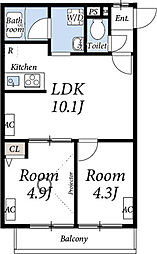 カルディア 1LDKの間取図画像