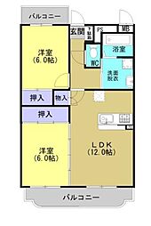 グランディール3 2LDKの間取図画像