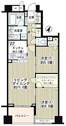 KDXレジデンス日本橋水天宮 4階2LDKの間取り