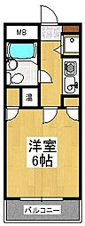 G-ONE六本松 1Kの間取図画像