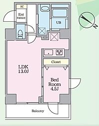 ルヴァスト代々木パーク 1LDKの間取図画像