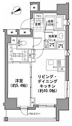 パークハビオ八丁堀 8階1LDKの間取り