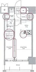 ネストピア博多祇園 1LDKの間取図画像