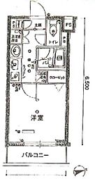 スカイコート大森第6 1Kの間取図画像