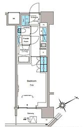 ルフォンプログレ蔵前プレミア 6階1Kの間取り