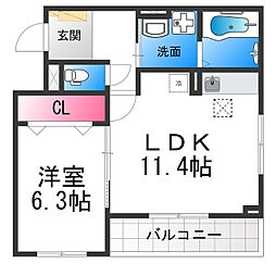 ラ・クロシェット 1LDKの間取図画像