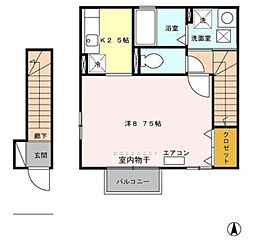 ラ・プランタン 1Kの間取図画像