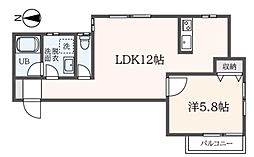 ランディー中野島 1LDKの間取図画像
