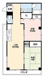 プラザ・矢部 2LDKの間取図画像