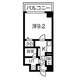 クレア・ド・ルーン伊丹 1Kの間取図画像