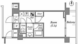 エミリブ下落合 1Kの間取図画像