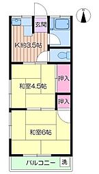 フラット吉田 2Kの間取図画像
