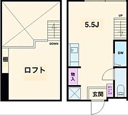 フラット芦花公園 1階ワンルームの間取り