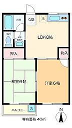ハイム高城 2DKの間取図画像