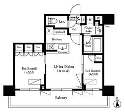 オアーゼ新宿西落合レジデンス 2LDKの間取図画像