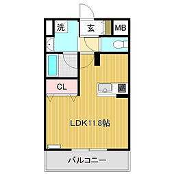 レアシス ワンルームの間取図画像