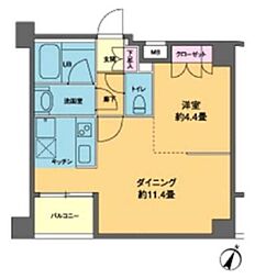 カスタリア南麻布 1DKの間取図画像