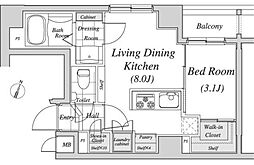 レジディア神田 6階1LDKの間取り