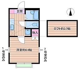 イー・シティ2 1Kの間取図画像