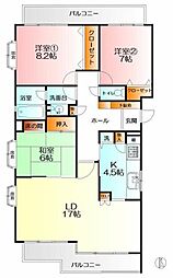 コスモ読売ランド 3LDKの間取図画像