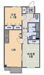 ロイヤル二ノ橋 2LDKの間取図画像