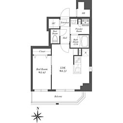 GRANSITE菊川 1LDKの間取図画像
