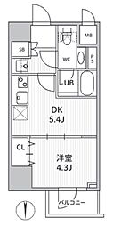 S-RESIDENCE住吉aquacht 1DKの間取図画像