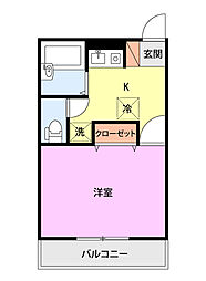 プリムローズ 1Kの間取図画像