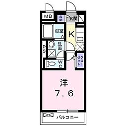 グランソレーユ 1Kの間取図画像