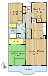 フォレストマンション 3階3LDKの間取り