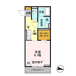 プチボヌール 1Kの間取図画像