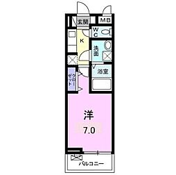 ベルオーブ 1Kの間取図画像