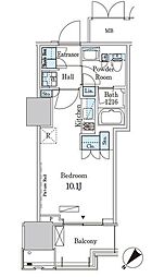 晴海フラッグ ポートヴィレッジ B棟 15階ワンルームの間取り