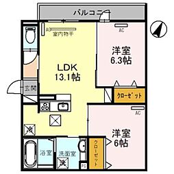 SAKURA甲子園三保町 2LDKの間取図画像