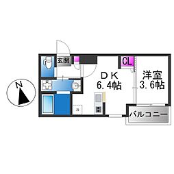 堺市堺区賑町1丁マンション 1DKの間取図画像