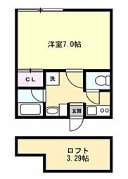 ベイルーム弘明寺2 1Kの間取図画像