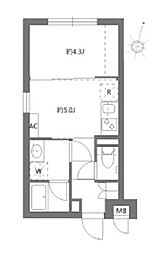 新宿区新小川町マンション 1DKの間取図画像