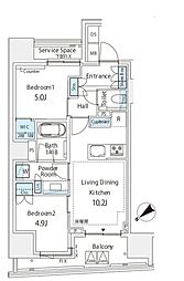 ミレアコート銀座プレミア 5階2LDKの間取り