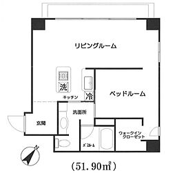 東麻布アパートメント 1LDKの間取図画像